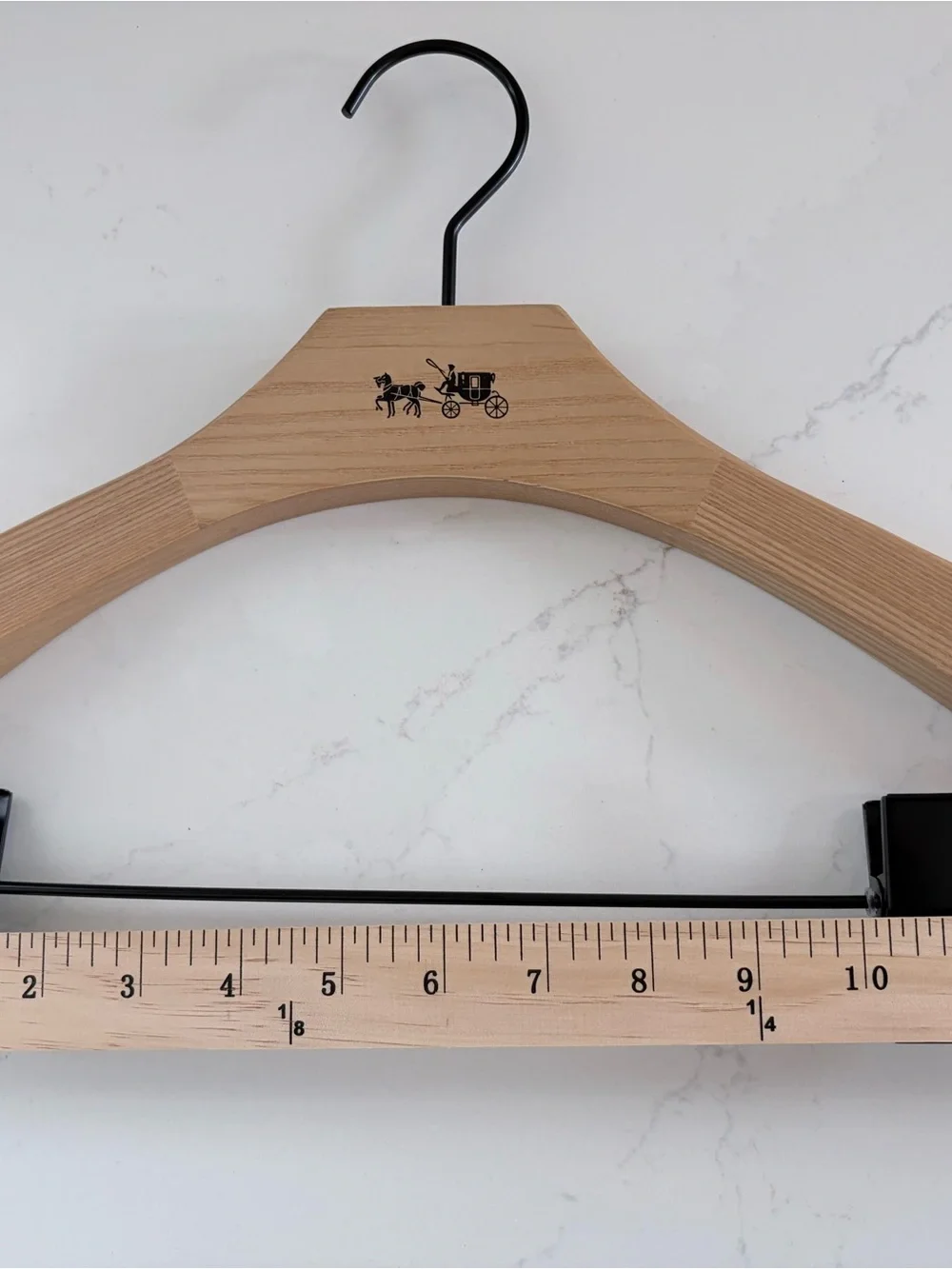 COACH Lot Of 5 Wooden Closet Coat Stop Skirt Bottom Hangers 15” Wide